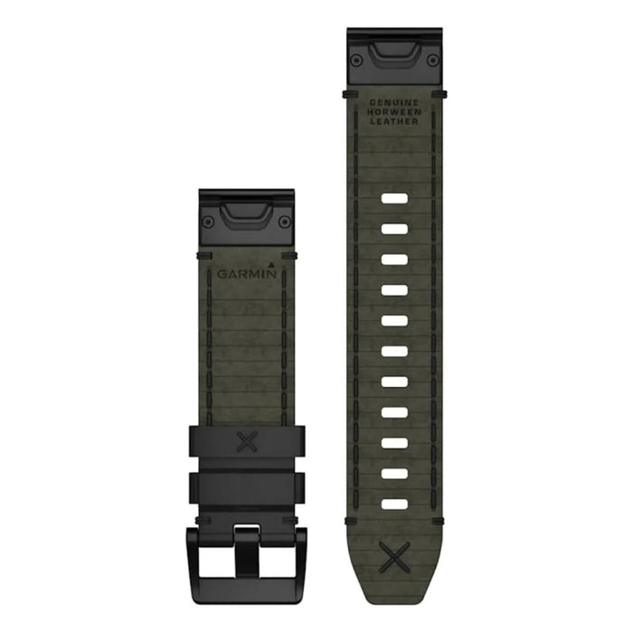 Garmin Unisex Black Genuine Horween Leather 22MM QuickFit Watch Band - 010-12738-19