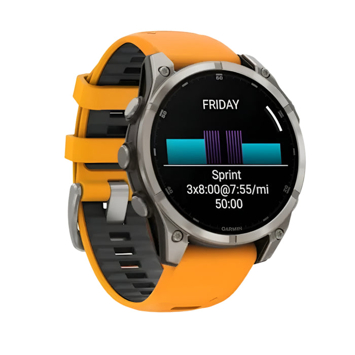 Garmin fēnix 8 Unisex Titanium with Spark Orange/Graphite Band Amoled Sapphire Long-Lasting Battery Life Dive-Rated Built-in LED Flashlight 47 Millimeters Premium Multisport GPS Smartwatch - 010-02904-10