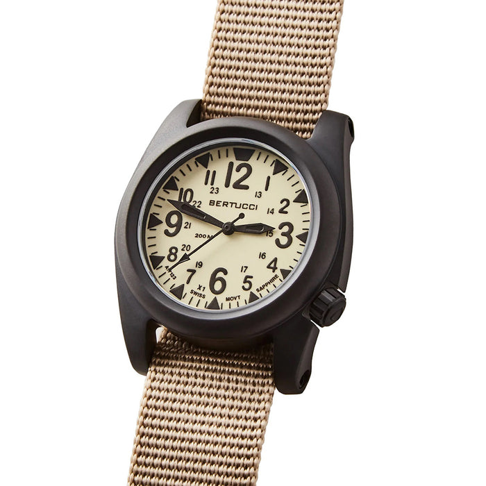 Bertucci A-2S Unisex Ballista X1 Illuminated Luminous Dial Defender Khaki Nylon Band Swiss Quartz Watch - 11124