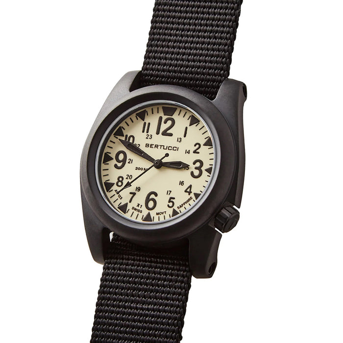 Bertucci A-2S Unisex Ballista X1 Illuminated Luminous Dial Black Nylon Band Swiss Quartz Watch - 11122