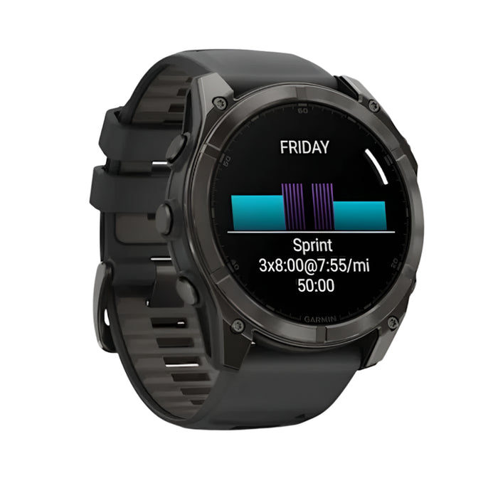 Garmin fēnix 8 Unisex Carbon Gray DLC Titanium with Pebble Gray Band Amoled Sapphire Long-Lasting Battery Life Dive-Rated Built-in LED Flashlight 51 Millimeters Premium Multisport GPS Smartwatch - 010-02905-20