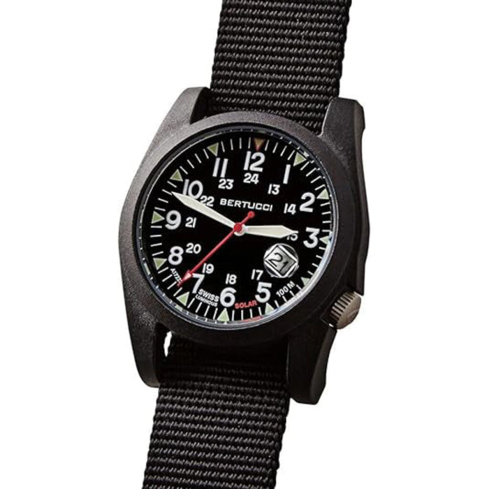 Bertucci Unisex Optic White Dial Black Nylon Band Analog A-3PS Solar Field Watch - 13800