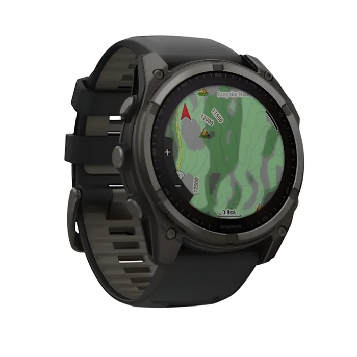 Garmin fēnix 8 Unisex Carbon Gray DLC Titanium with Pebble Gray Band Solar Amoled Sapphire Long-Lasting Battery Life Dive-Rated Built-in LED Flashlight 51 Millimeters Premium Multisport GPS Smartwatch - 010-02907-10