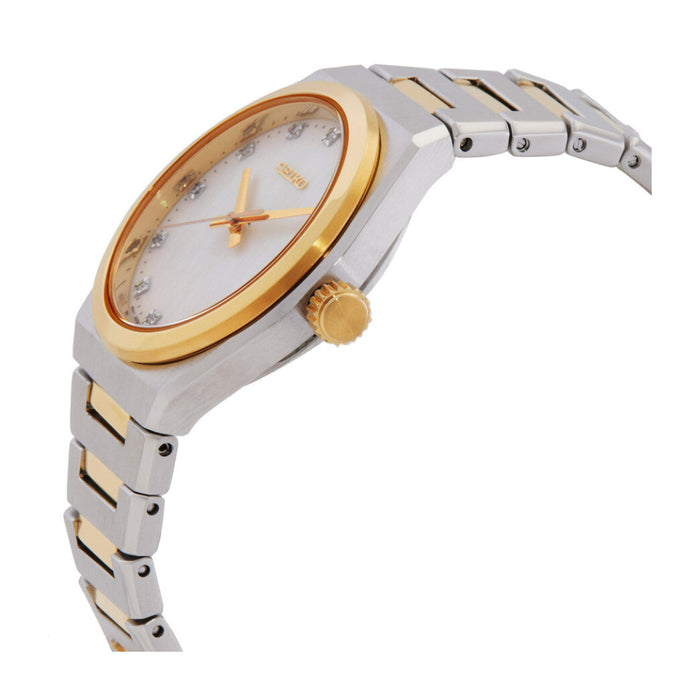 Seiko Women's White Dial Gold And Silver Stainless Steel Band Analog Quartz Watch - SUR604