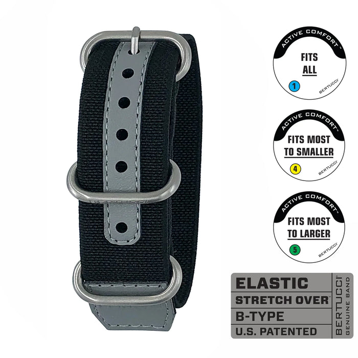 Bertucci Men's #336 Black Matte Hardware Stitch Watch Band - B-336