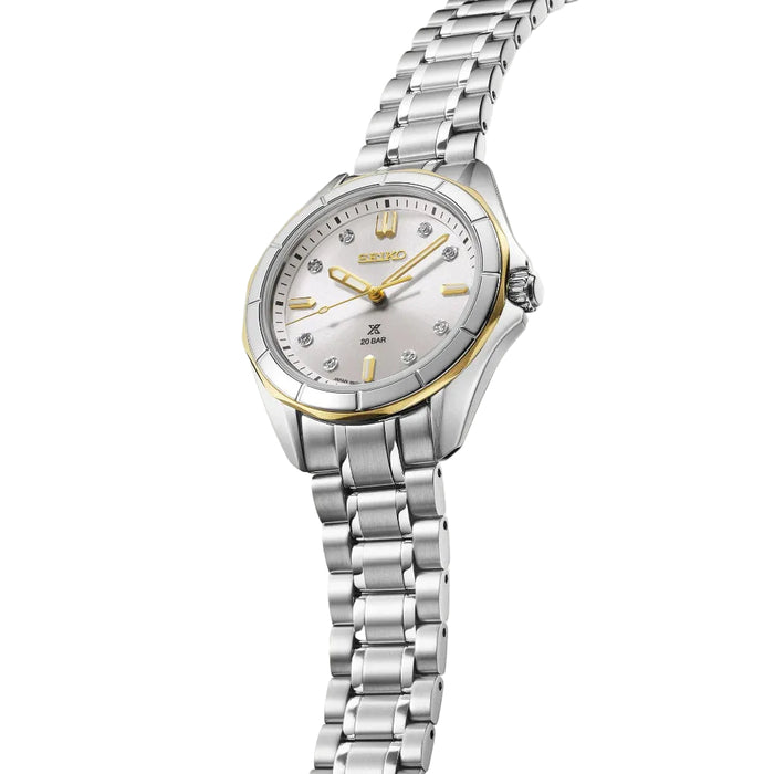 Seiko Women's Silver Dial Silver Stainless Steel Band Analog Quartz Watch - SUR618