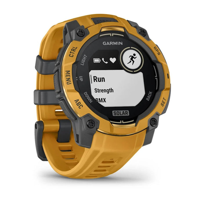 Garmin® Unisex Sunburst With Sunburst/Gray Band 50 MM Solar Built-in Flashlight Alpine Rush Collection Limited Edition Color Instinct® 3 Rugged Outdoor GPS Smartwatch - 010-02935-02