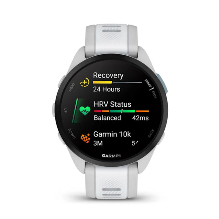 Garmin Unisex Whitestone Forerunner 165 Colorful AMOLED Display Training Metrics and Recovery Insights Running Smartwatch - 010-02863-21
