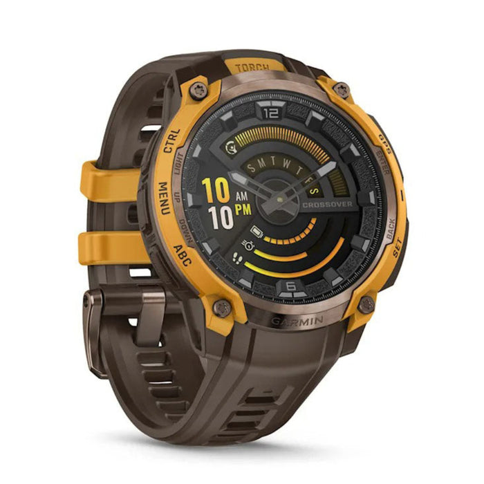 Garmin Instinct® Unisex Bronze/Sunburst With Cocoa Silicone Band Crossover AMOLED Analog Watch Hands And Bright AMOLED Display Rugged Hybrid GPS Smartwatch  - 010-03398-01