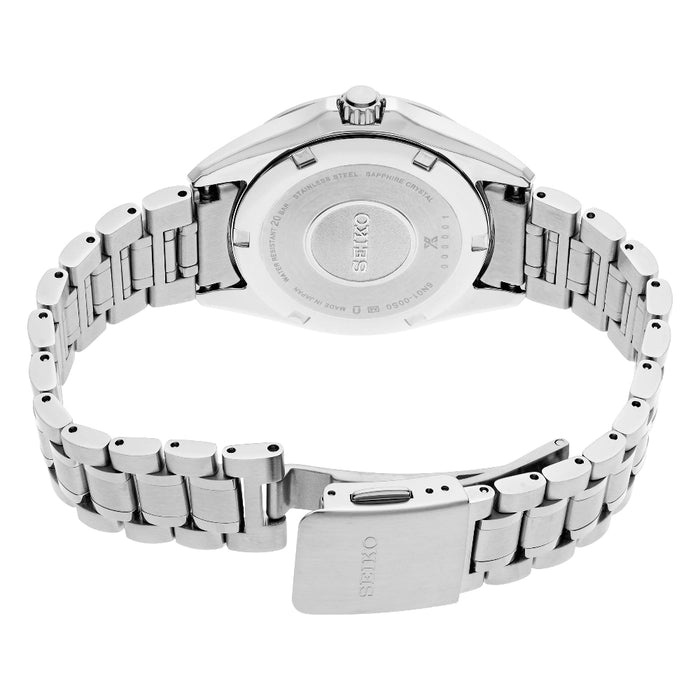 Seiko Women's Blue Dial Silver Stainless Steel Band Analog Quartz Watch - SUR607