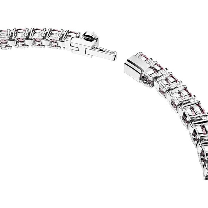 Swarovski Women's Pink Rhodium Finished Round Cut Crystals Large Matrix Tennis Bracelet - 5648932