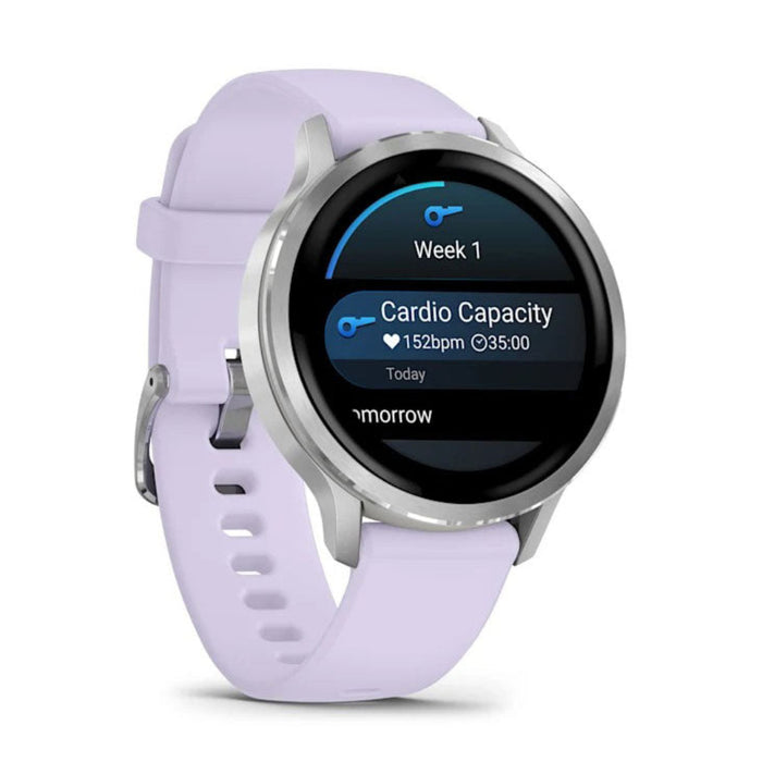 Garmin Venu® 4 - 41mm Unisex Silver With Periwinkle Silicone Band Bright And Colorful Display Built-in Flashlight 10 Days Of Battery Life Advanced Health And Fitness GPS Smartwatch - 010-03013-01