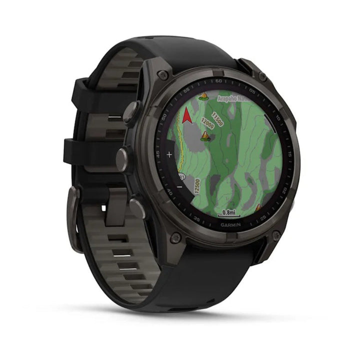 Garmin fēnix 8 Unisex Carbon Gray DLC Titanium with Pebble Gray Band Solar Amoled Sapphire Long-Lasting Battery Life Dive-Rated Built-in LED Flashlight 47 Millimeters Premium Multisport GPS Smartwatch - 010-02906-10