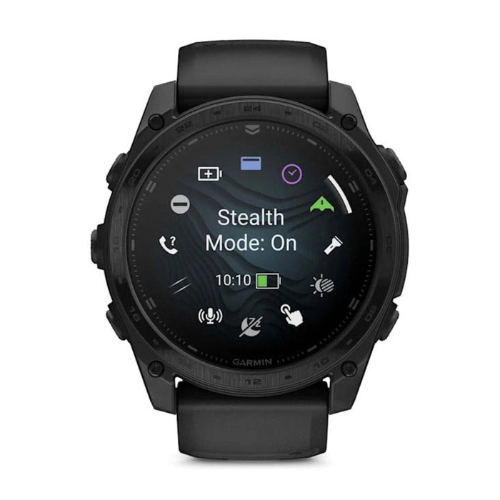 Garmin tactix® 8 51MM Unisex Black With Titanium Caseback And Black Silicone Band AMOLED Display Includes Applied Ballistics Ultralight™ Solver Premium Tactical GPS Smartwatch - 010-03406-00