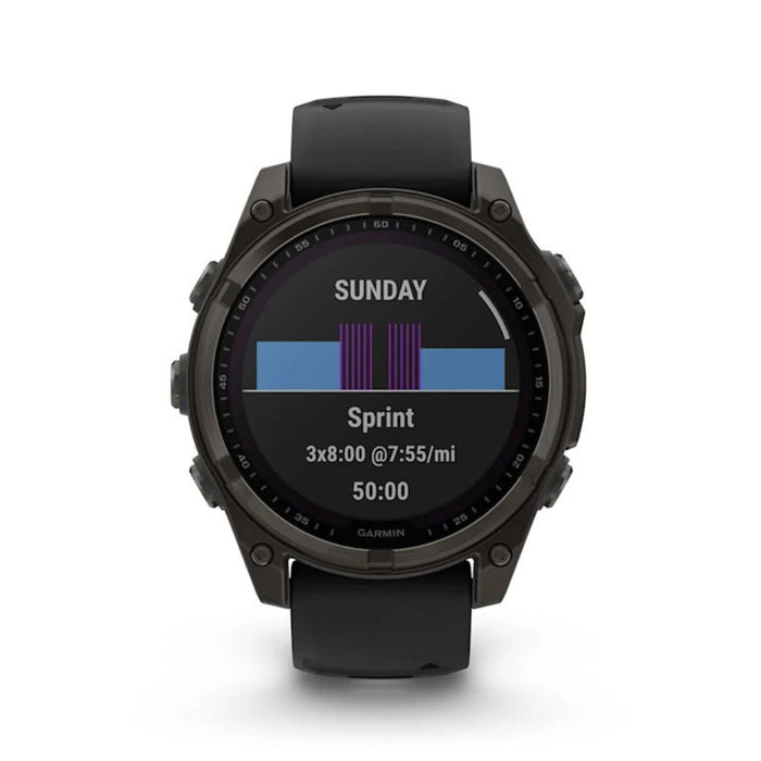 Garmin fēnix 8 Unisex Carbon Gray DLC Titanium with Pebble Gray Band Solar Amoled Sapphire Long-Lasting Battery Life Dive-Rated Built-in LED Flashlight 47 Millimeters Premium Multisport GPS Smartwatch - 010-02906-10