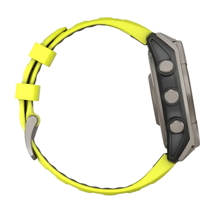 Garmin fēnix 8 Unisex Titanium with Amp Yellow/Graphite Band Solar Amoled Sapphire Long-Lasting Battery Life Dive-Rated Built-in LED Flashlight 47 Millimeters Premium Multisport GPS Smartwatch - 010-02906-20