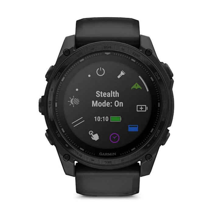 Garmin tactix® 8 51MM Unisex Black With Titanium Bezel And Black Silicone Band Solar Charged Display Elite Includes Applied Ballistics Elite™ Solver Sapphire Lens 40-Meter Dive Rating Premium Tactical GPS Smartwatch - 010-03407-10