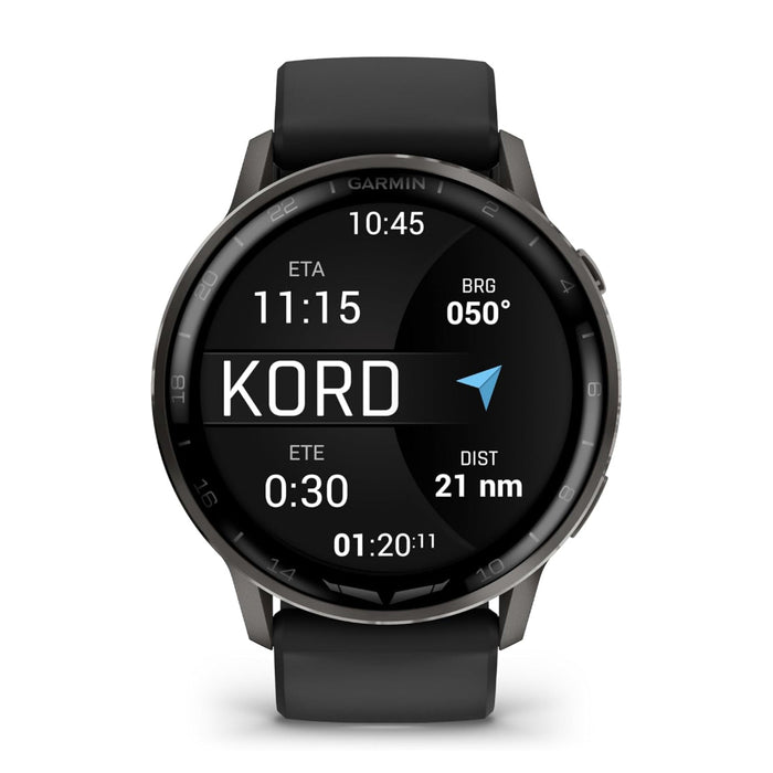 Garmin D2™ Air X15 Unisex Slate With Black Silicone Band LED Flashlight Health And Fitness Features Aviation Weather Built-in Microphone/Speaker Versatile Aviator Smartwatch With GPS - 010-03014-51