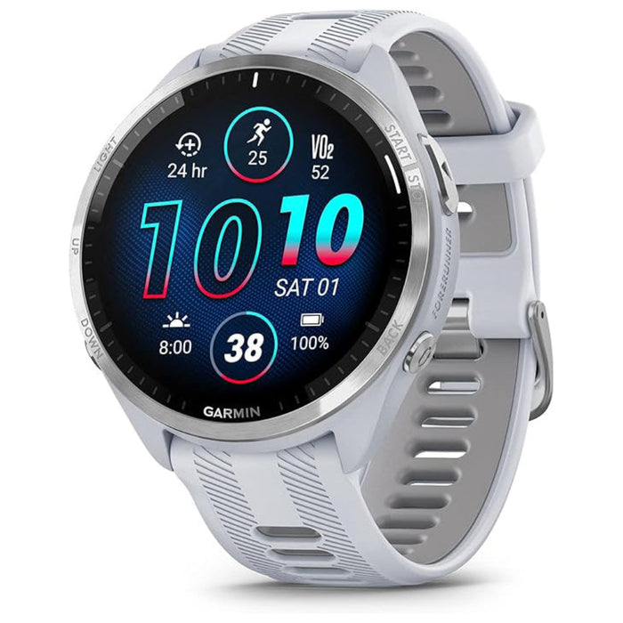 Garmin Colorful Amoled Display Training Metrics Recovery Insights Whitestone Powder Gray Forerunner 965 Running Smartwatch - 010-02809-01