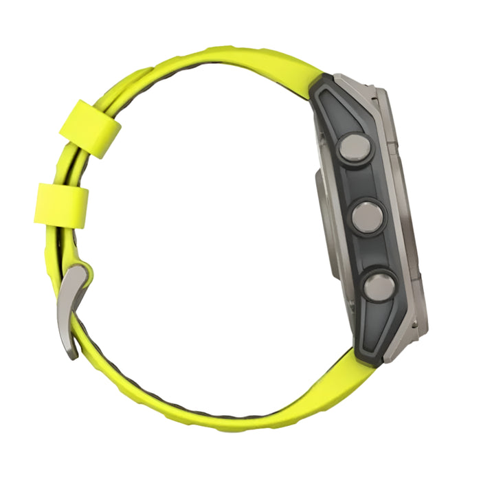 Garmin fēnix 8 Unisex Titanium with Amp Yellow/Graphite Band Solar Amoled Sapphire Long-Lasting Battery Life Dive-Rated Built-in LED Flashlight 51 Millimeters Premium Multisport GPS Smartwatch - 010-02907-20
