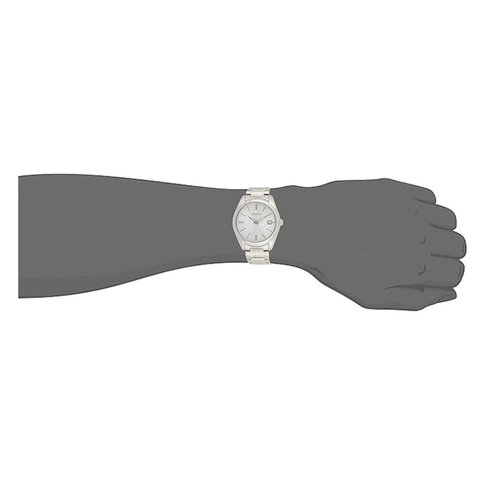 Seiko Men's Silver Dial with Sunray Finish Stainless Steel Band Essentials Quartz Watch - SUR307