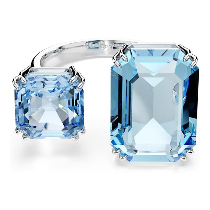 Swarovski Blue Size 9 Crystal Octagon Cut Rhodium Finished Millenia Open Ring - 5694140