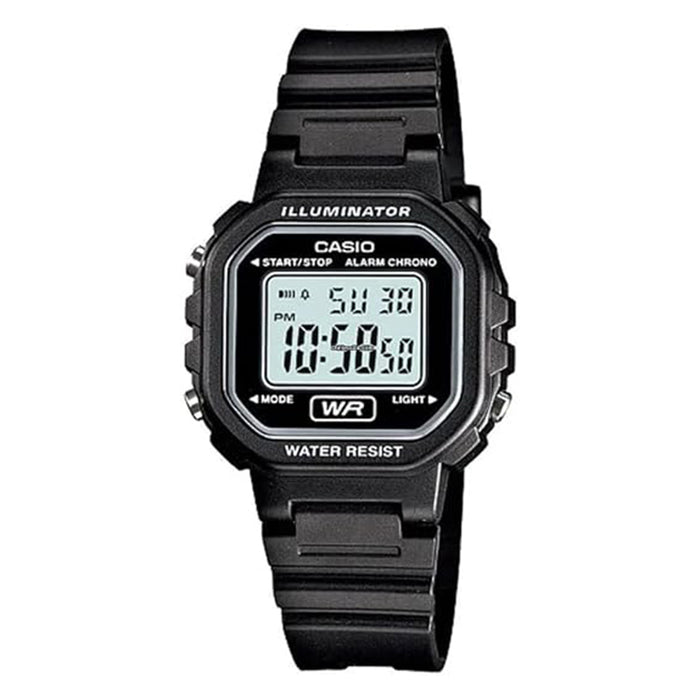 Casio Unisex White Dial Black Resin Band Digital Japanese Quartz Watch - LA-20WH-1ADF