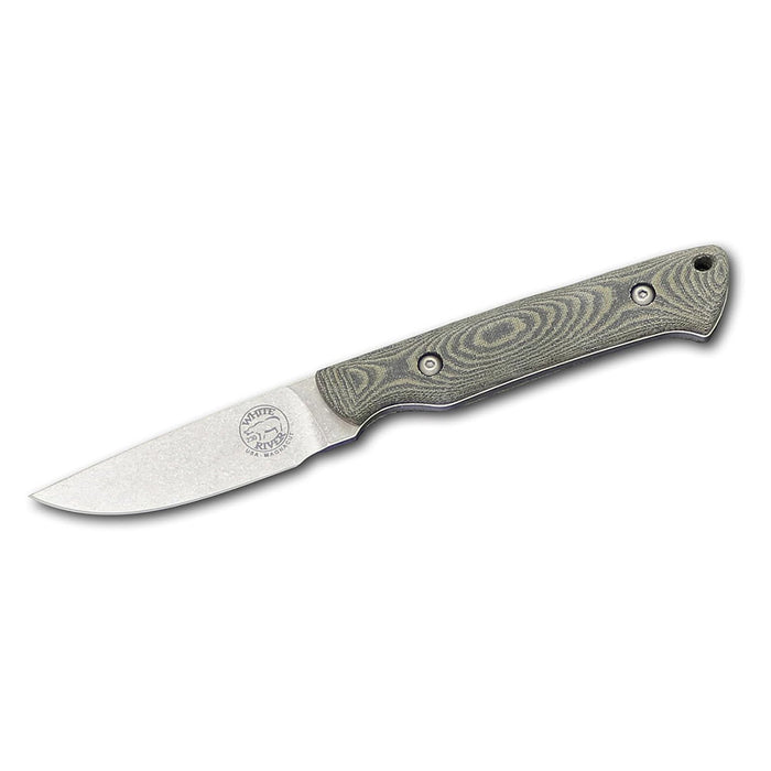 White River Olive/Black Plastic Micarta Handle Silver Knives Drop Point CPM MagnaCut Stonewashed Blade Knife - WRSG-LBO-MAG