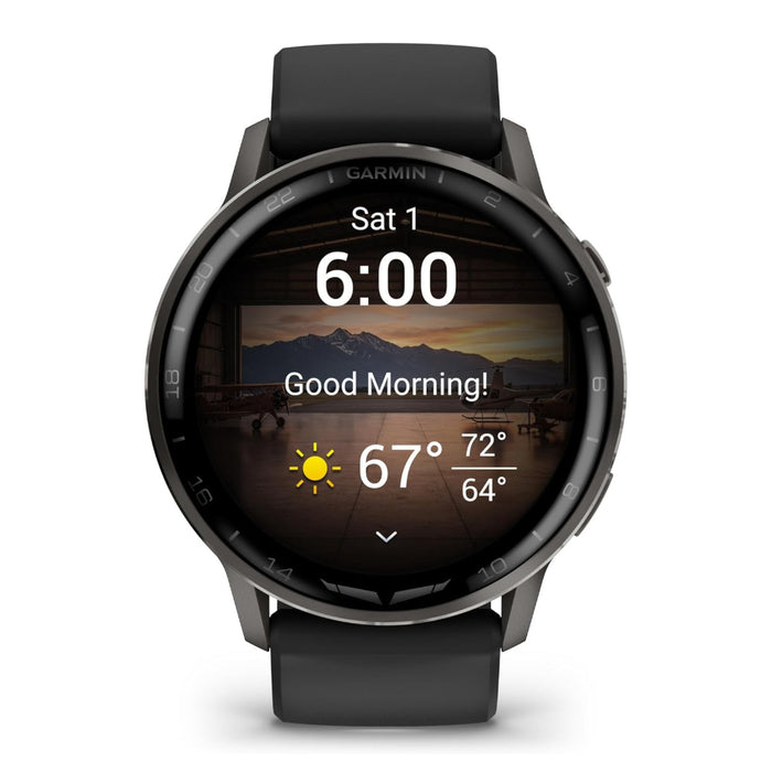 Garmin D2™ Air X15 Unisex Slate With Black Silicone Band LED Flashlight Health And Fitness Features Aviation Weather Built-in Microphone/Speaker Versatile Aviator Smartwatch With GPS - 010-03014-51