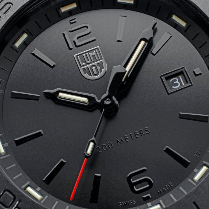 Luminox Men's Black Dial Black Rubber Cut-To-Fit Band Analog Swiss Quartz Pacific Diver Watch - XS.3121.BO.1