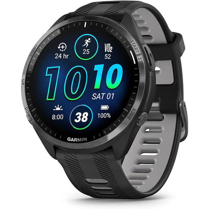 Garmin Colorful Amoled Display Training Metrics Recovery Insights Black Powder Gray Forerunner 965 Running Smartwatch - 010-02809-00