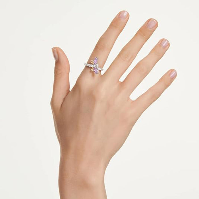 Swarovski Multicolor Size 5.75 Crystal Mixed Cut Rhodium Finished x Ariana Grande x Dragonfly Motif Ring - 5737367