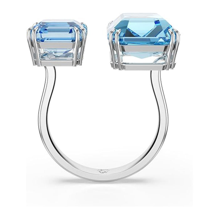 Swarovski Blue Size 8 Crystal Octagon Cut Rhodium Finished Millenia Open Ring - 5694141