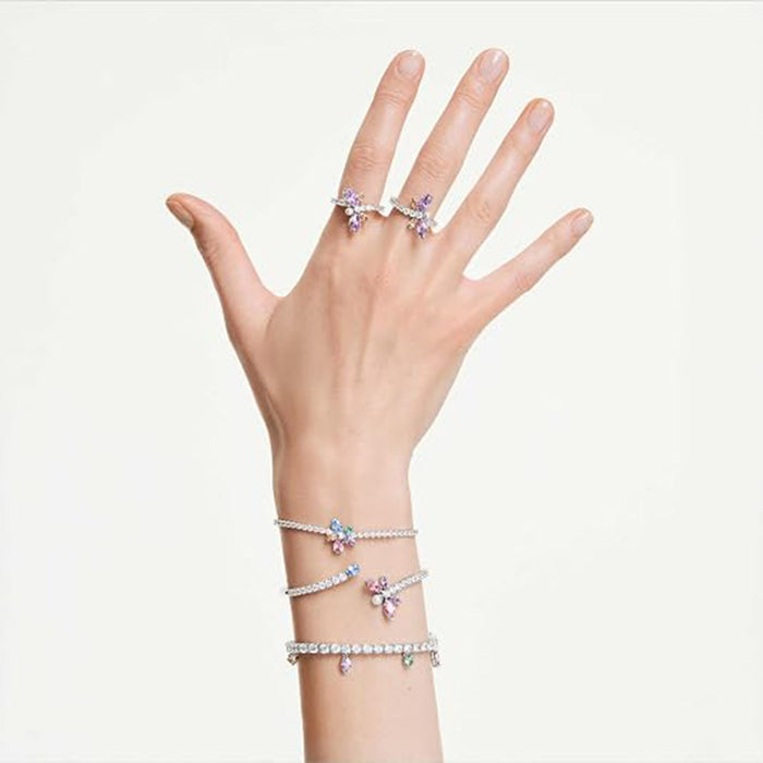 Swarovski Multicolor Size 8 Crystal Mixed Cut Rhodium Finished x Ariana Grande x Dragonfly Motif Ring - 5737370