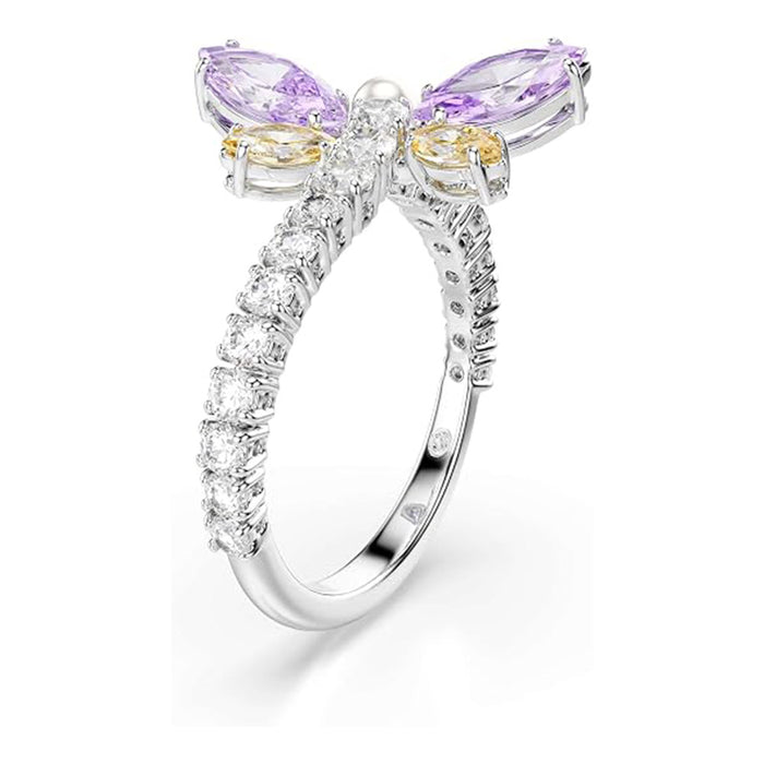 Swarovski Multicolor Size 6.75 Crystal Mixed Cut Rhodium Finished x Ariana Grande x Dragonfly Motif Ring - 5737366