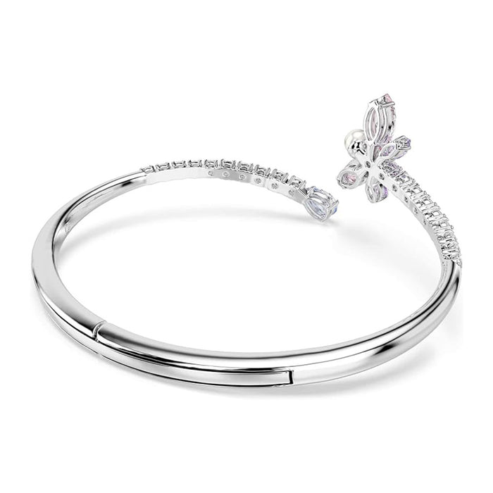 Swarovski Women's Pink Mixed Cut Multicolored Stones, Rhodium Finish Medium x Ariana Grande Dragonfly Motif Bangle Bracelet - 5737401