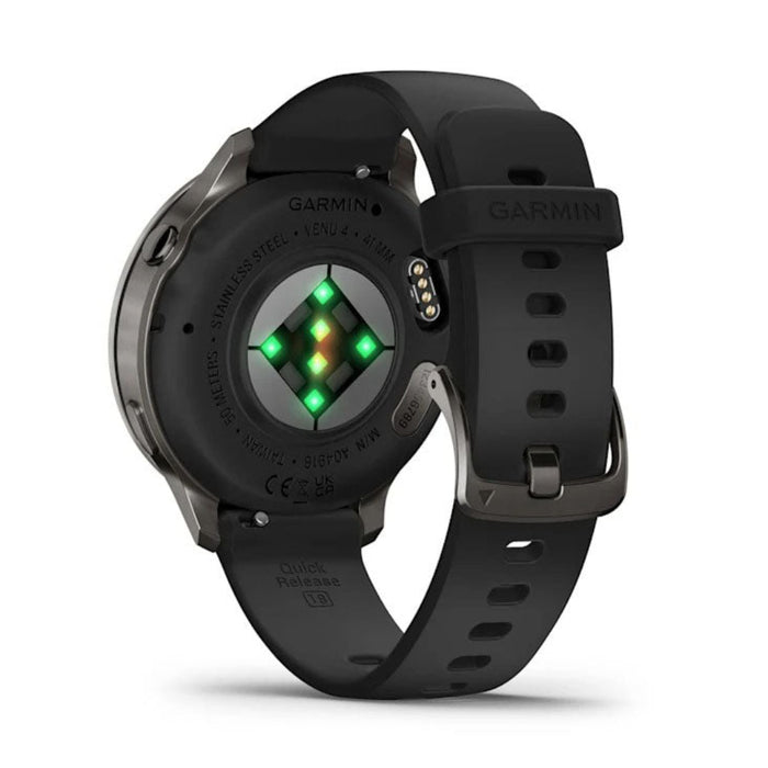 Garmin Venu® 4 - 41mm Unisex Slate With Black Silicone Band Bright And Colorful Display Built-in Flashlight 10 Days Of Battery Life Advanced Health And Fitness GPS Smartwatch - 010-03013-02