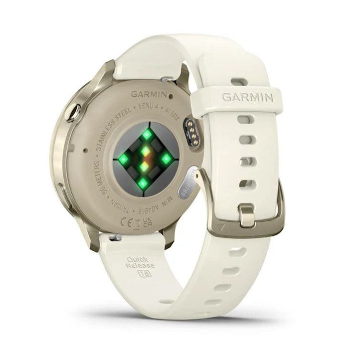 Garmin Venu® 4 - 41mm Unisex Lunar Gold With Bone Silicone Band Bright And Colorful Display Built-in Flashlight 10 Days Of Battery Life Advanced Health And Fitness GPS Smartwatch - 010-03013-00