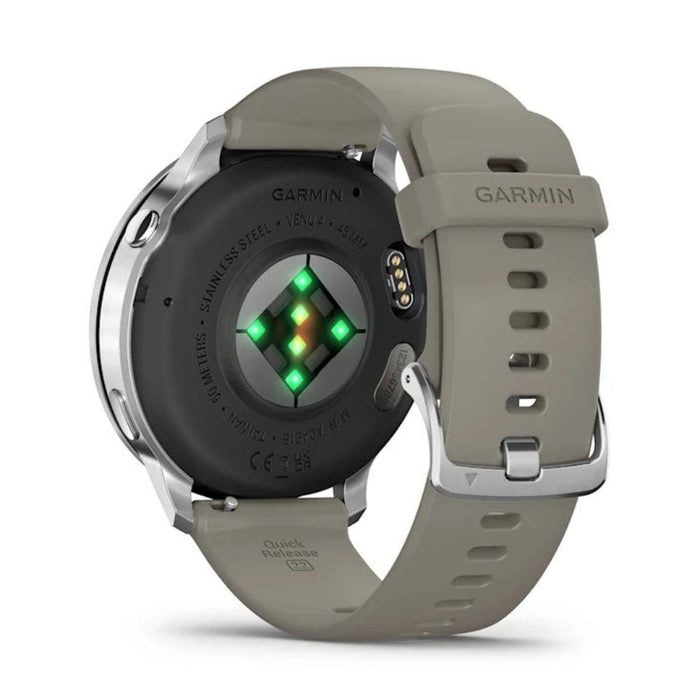 Garmin Venu® 4 - 45mm Unisex Silver With Silver Gray Silicone Band Bright And Colorful Display Built-in Flashlight 12 Days Of Battery Life Advanced Health And Fitness GPS Smartwatch - 010-03014-01
