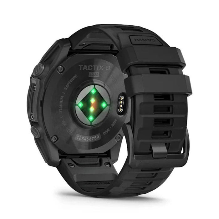 Garmin tactix® 8 51MM Unisex Black With Titanium Bezel And Black Silicone Band Solar Charged Display Elite Includes Applied Ballistics Elite™ Solver Sapphire Lens 40-Meter Dive Rating Premium Tactical GPS Smartwatch - 010-03407-10