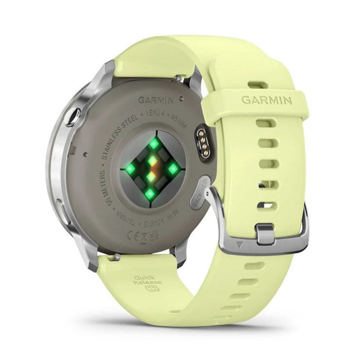 Garmin Venu® 4 - 45mm Unisex Silver With Citron Silicone Band Bright And Colorful Display Built-in Flashlight 12 Days Of Battery Life Advanced Health And Fitness GPS Smartwatch - 010-03014-02