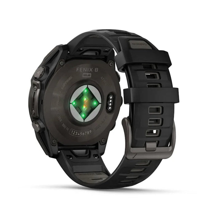Garmin fēnix 8 Unisex Carbon Gray DLC Titanium with Pebble Gray Band Solar Amoled Sapphire Long-Lasting Battery Life Dive-Rated Built-in LED Flashlight 47 Millimeters Premium Multisport GPS Smartwatch - 010-02906-10