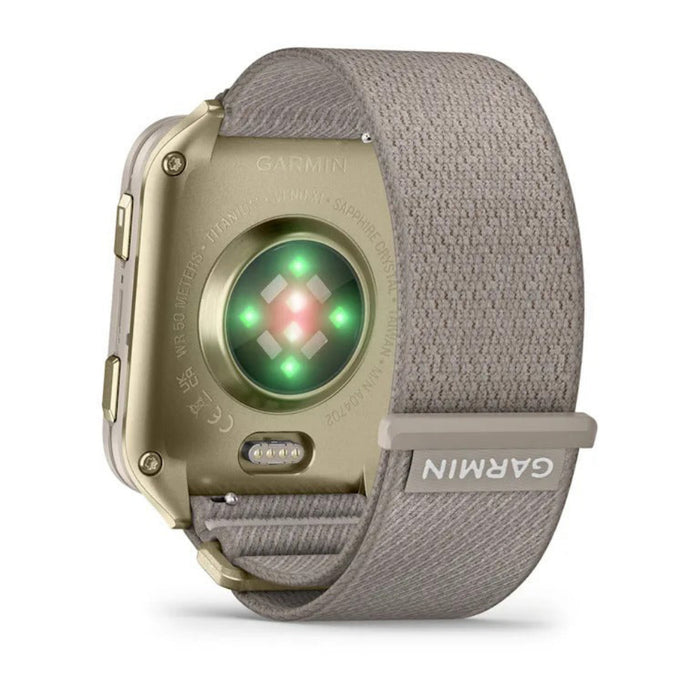 Garmin Venu® X1 Unisex Soft Gold With Titanium Caseback And French Gray ComfortFit Nylon Band AMOLED Display Advanced Health And Fitness Features Thin And Lightweight GPS Smartwatch - 010-02980-08