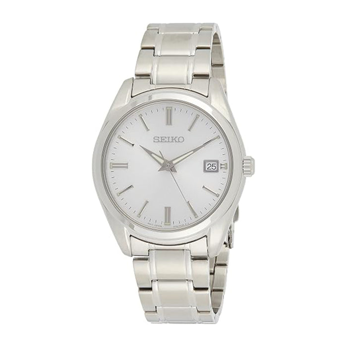 Seiko Men's Silver Dial with Sunray Finish Stainless Steel Band Essentials Quartz Watch - SUR307