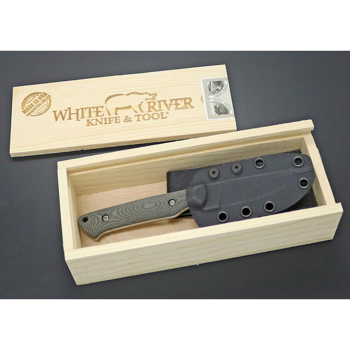 White River Olive/Black Plastic Micarta Handle Silver Knives Drop Point CPM MagnaCut Stonewashed Blade Knife - WRSG-LBO-MAG