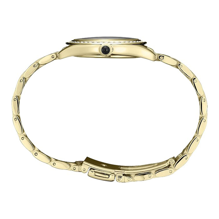 Seiko Women's Silver Dial Gold Stainless Steel Band Crystal SGP Analog Quartz Watch - SUR394
