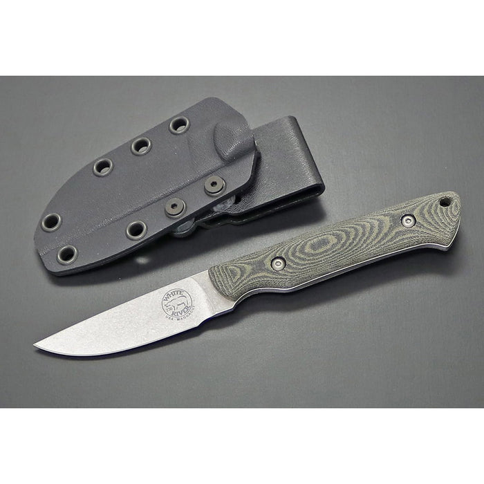 White River Olive/Black Plastic Micarta Handle Silver Knives Drop Point CPM MagnaCut Stonewashed Blade Knife - WRSG-LBO-MAG