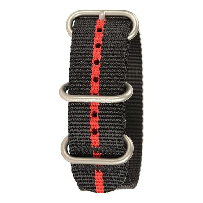 Bertucci Mens Black Nylon With Thin Red Line 22MM Replacement Watch Band - B-227