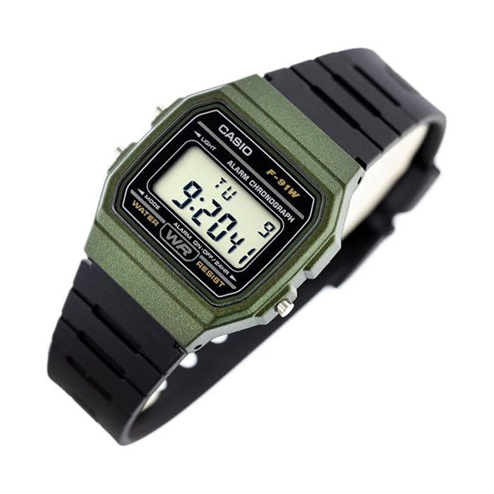 Casio Men's Vintage Gray Dial Black Resin Band Casual Digital Quartz Watch - F-91WM-3ADF