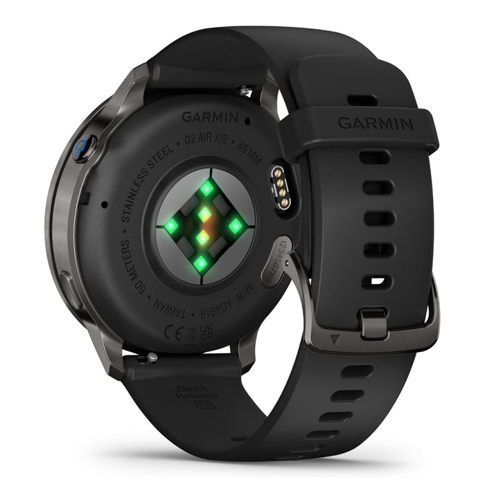 Garmin D2™ Air X15 Unisex Slate With Black Silicone Band LED Flashlight Health And Fitness Features Aviation Weather Built-in Microphone/Speaker Versatile Aviator Smartwatch With GPS - 010-03014-51